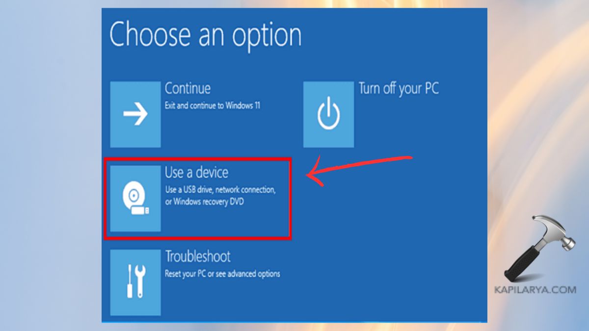 use a device in boot screen