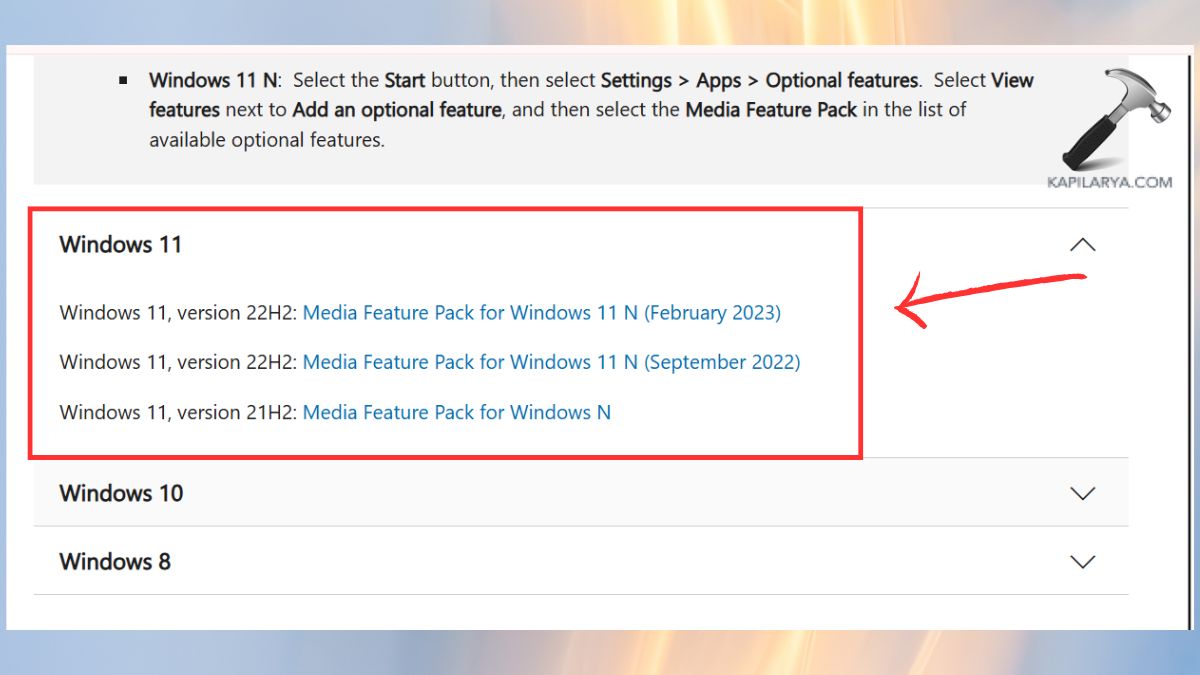 windows 11 version 22h2 media feature pack download