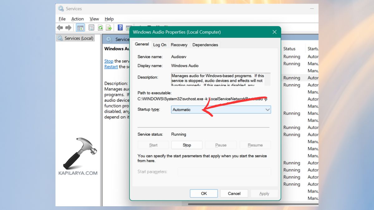 windows audio properties automatic
